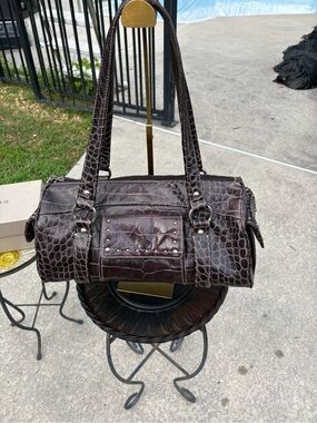 Donald J. Pliner Orange Lined Handbag Interior with Logo Plaque